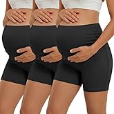 Ekouaer 3 Pack Women's Maternity Shorts Stretchy Workout Pregnancy Shorts Comfy Lounge Pajama Sleepwear S-XXL