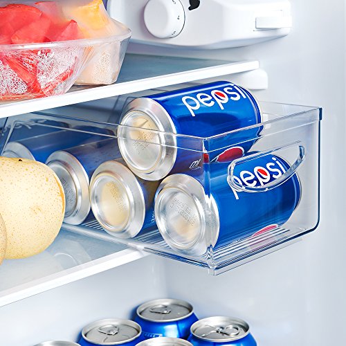 Budget & Good Refrigerator Soda Can Organizer Pantry Canned Food Storage â€“ Beverage Holder for Kitchen Cabinet or Pantry, Clear