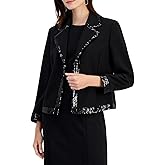 Kasper womens Notch Collar, Kissing Front Jacket W/Sequin Trim
