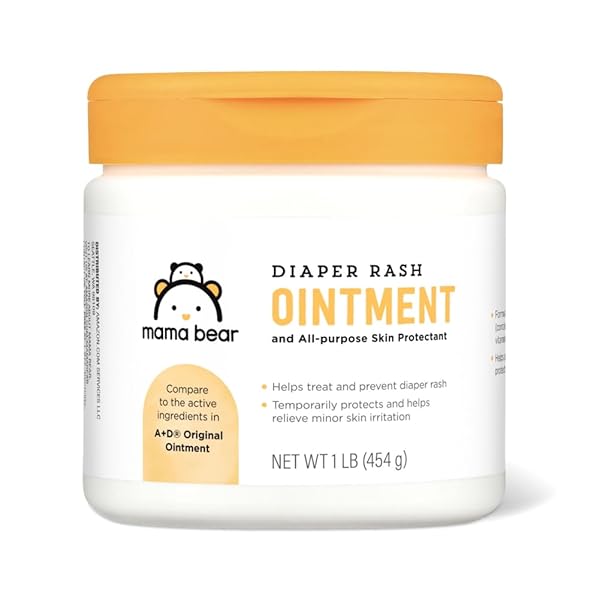 AMAZON BRAND – MAMA BEAR DIAPER RASH OINTMENT AND SKIN PROTECTANT WITH COD LIVER OIL, 16 OZ, PACK OF 1
