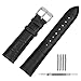 TStrap 22mm Genuine Leather Watch Band Black Replacement Military Watch Strap w/Watch Clasp Buckle Men