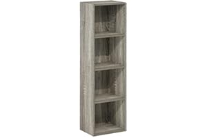 Pemberly Row Contemporary 4-Tier Open Shelf Bookcase in French Oak