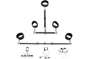 Spreader Bar Sex Toys with Wrist Ankle Neck Collar Restraint Kits Adjustable Handcuffs Collar Bondage Set BDSM for Adult Coup
