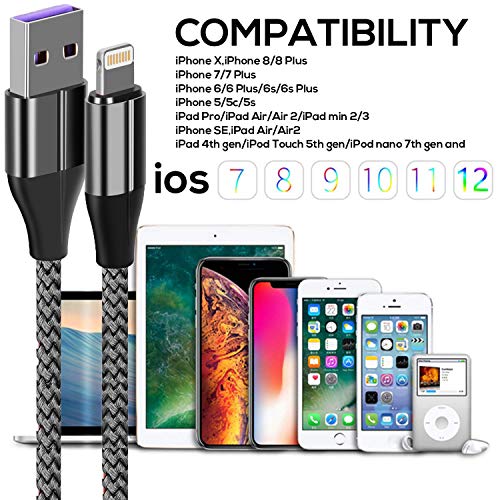 6 iPhone+Charger+Lightning+Braided+Compatible
