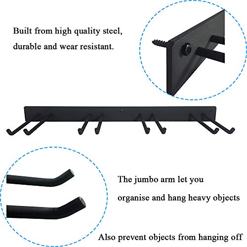 FRMSEAT Wall Mount Rack Hook Space Saver Garden Tool Organizer Garage Storage System Super Heavy Duty Steel Holder Hanger for Tools,Bicycle,Ladder,Chair Hose,Garden Bulky Items - Thumbnail 4
