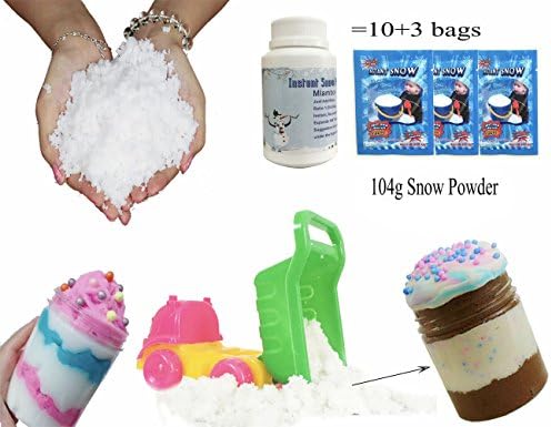 Mlambor 100 Grams Magic Instant Snow Powder Kit and Truck Toy for DIY Cloud Slime, Fluffy White Fake Snow Home Ornament Party Christmas Wedding Birthday Decoration, Make 3 Gallons Snow