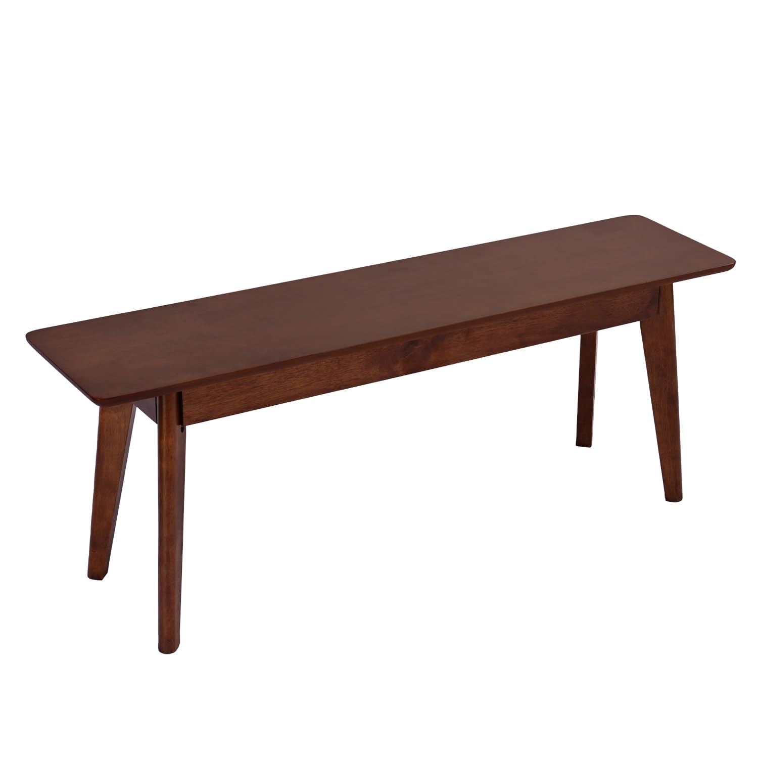 Photo 1 of DELAVIN 47 Inch Solid Wood Dining Bench, Table Bench for Bedroom, Midcentury Wooden Bench for Kitchen, Long Entryway Bench for Living Room, Walnut