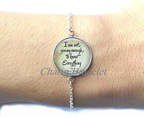 Charm Bracelet, Dainty Bracelet, Delicate Bracelet,I am not Young Enough to know Everything, quote Bracelet, quote Bracelets, funny quote jewelry-ZE106