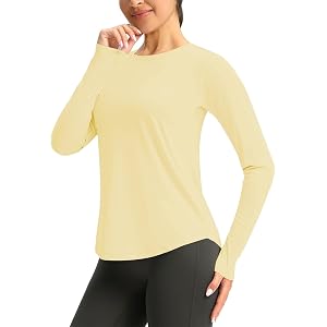 Womens Long Sleeve Sun Shirts UPF 50+ Workout Rash Guard Lightweight Athletic Running Gym Hiking Tops Outdoor Outfits