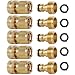 ShowNew Garden Hose Quick Connectors, Solid Brass 3/4 inch GHT Thread Easy Connect Fittings No-Leak Water Hose Male Female Value Pack (5)