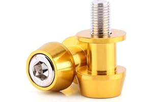 ARAMOX Swing Arm Stand Screw, 8/10mm Motorcycle CNC Aluminium Alloy Swing Arm Spool Sliders Protector Stand Swingarm Bobbins(10MM Gold)