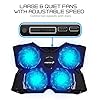 Fosmon 4 Fan Cooling Pad Compatible With 13" to 17-inch Gaming Laptop PS4 MacBook Pro, 1200 RPM Max 75CFM Air Flow, USB Powered Quiet Cooler Fan Portable Stand with Dual 2.0 USB Ports, Blue LED Lights