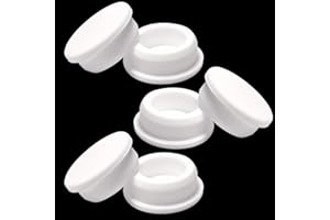 BOPOREAE 6 Pcs 31.3 mm Silicone Rubber Plug for 30.3-31.3 mm/ 1-3/16-1/1/4 in Round Holes, Waterproof T Type Rubber Stoppers, Soft Flexible Snap-On Seal Plugs Tube Pipe End Cover Caps Insert, White