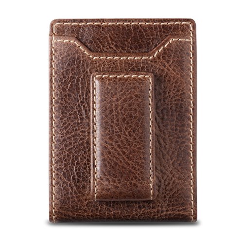 HOJ Co. IVAR ID BIFOLD Front Pocket Wallet Premium Leather Magnetic Money Clip Wallet