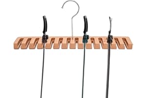 Xugoox Belt Rack for Closet, 2 in 1 Wooden Wall Mount 14 Belts Hanger Wall Mount w/Through-The-Wall Nails, Belt Rack w/ 360° 