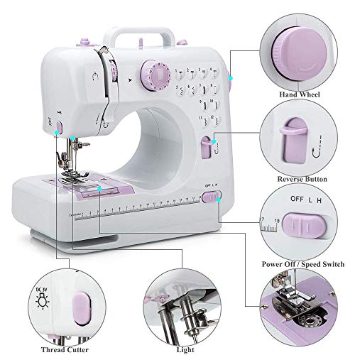 Chooling Sewing Machine (12 Stitches, 2 Speeds, Foot Pedal, LED Sewing Lamp) - Small Household Electric Overlock Sewing Machines CL-033-B
