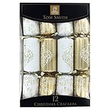 Christmas Crackers - Elegant Gold and Cream Print - 12