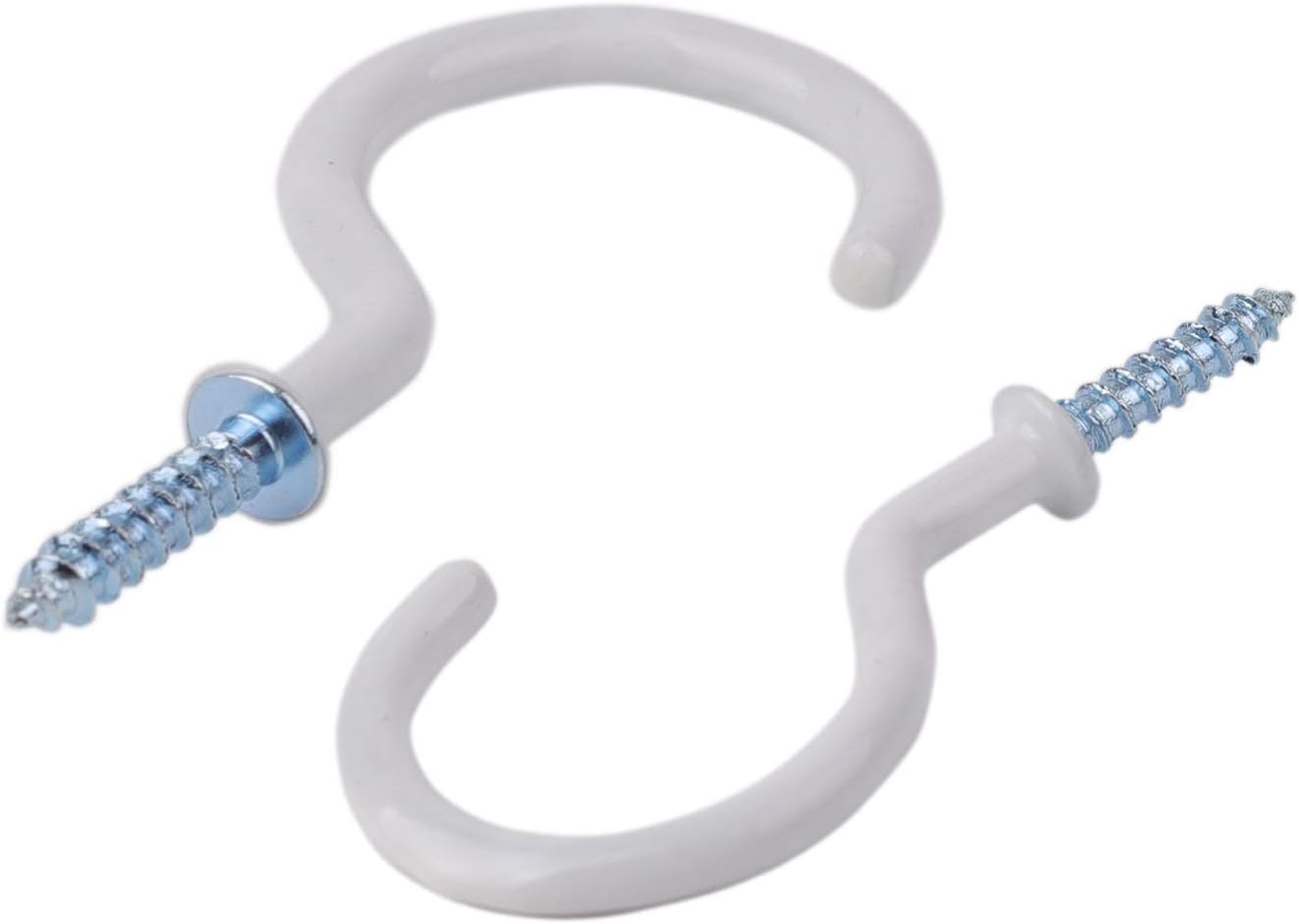 12 x 50mm WHITE PVC LARGE CUP HOOKS Strong Screw In Plastic Coated Mug