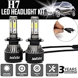 H7 24000LM LED Headlight Bulbs 6000K Error Free COB Lamp Beam Cool Fan Super Cool White High/Low Beam/Fog Lights Automotive Headlamp Conversion Kit