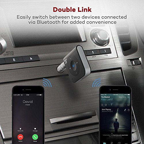 image for 15 Hour Bluetooth Receiver/Bluetooth Car Kit, TaoTronics Portable Wire