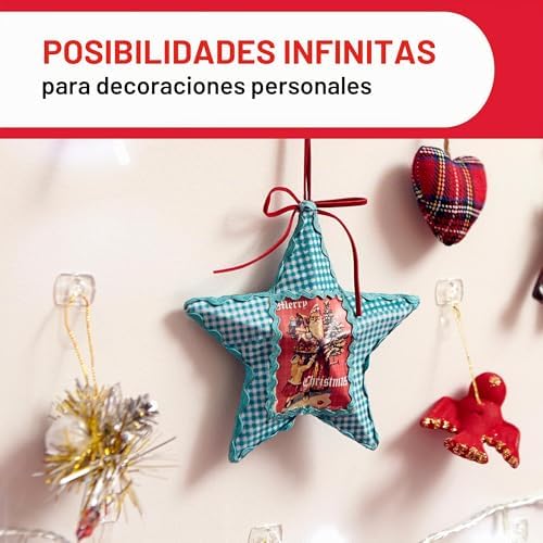 Clips de decoración transparentes con tiras transparentes CL026-60, 60 clips + 68 tiras/paquete