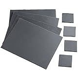 VonShef Natural Slate Placemat and Coaster Dining Table Set for 4 People, Anti Skid and Heat Resistant, 8 Piece, 16 x 12 Inches