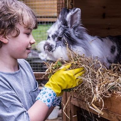 GUBBERLOVES Rubber Gloves For Children Gardening & Washing up - Designed for Children - Kids Gloves That Fit Properly - (BUBBLES XS 6-9 Years)