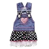 ROPALIA Summer Puppy Pet Dog Cat Denim Strap Dress Polk Dot Jumpsuit Clothes XXS