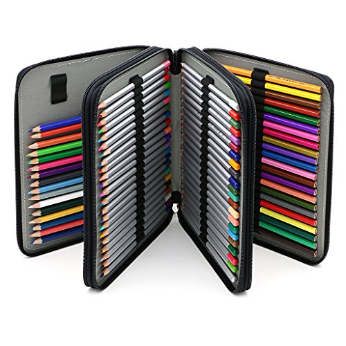 BTSKY Deluxe PU Leather Pencil Case For Colored Pencils 120 Slot