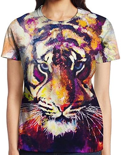 MADLIFE Handsome Oil Tiger3D Printed Graphic Woman Short Sleeve Colorful Round Neck Fashion T Shirt
