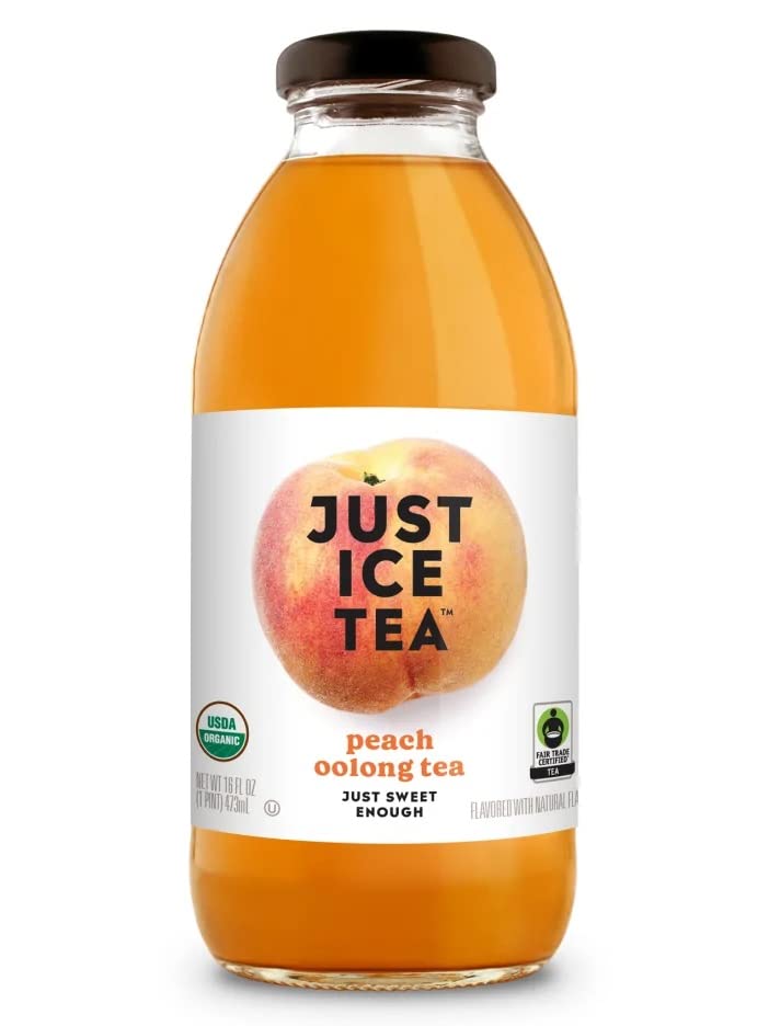 Just Ice Tea Organic Iced Tea, 16 Fl Oz Glass Bottles (Peach