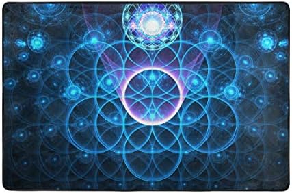 神聖な幾何学模様 シンボル生命の花 エリアラグ ドアマット ヴィンテージ キュート ユニコーンの顔 72x48インチ ノンスリップフロアマット ソフトカーペット リビングダイニング用 72 X48 ブラック Socira Anadis Nl