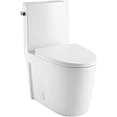 St. Tropez One-Piece 10" Rough-in 1.28 GPF Left Flush Elongated Toilet in Glossy White