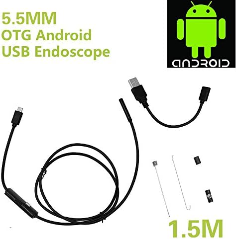 Fastle 2.0 Megapixel CMOS HD USB Endoscope 5.5mm Inspection Camera Endoscope Waterproof Handheld Borescope Digital Inspection Camera Snake Tube Camera(1.5 M Cable)