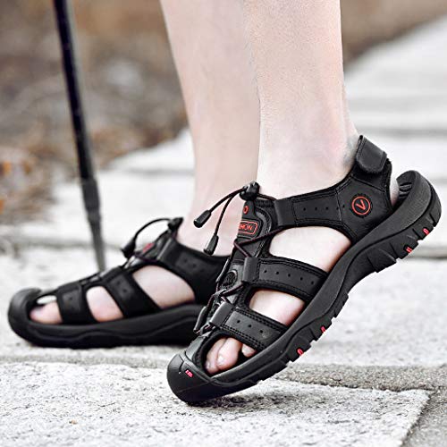 Respctful✿ Sandals Men Non-Slip Closed Toe Water Shoes Summer Casual Outdoor Sport Beach Sandal Shoes Black