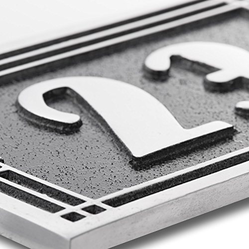 Art Deco Style House Address Plaque in Solid Cast Aluminium. This Hand Made in England Plaque is Created Especially for You to Your Specifications (155mm x 95mm)