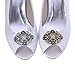 ElegantPark BM Vintage Flowers Rhinestones Wedding Party Decoration Shoe Clips Antique Silver 2 Pcs