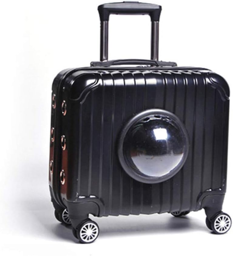 TONGZHENGTAI Pet Supplies Pet Travel Bag Black Pet Backpack Portable Space Capsule Cat Dog Universal Wheel Trolley Case Breathable Mesh Handbag Outdoor Travel Hiking Camping Anti-Catch Car Bag