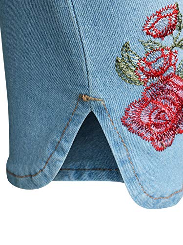 dELiAs Girls Soft Stretch Denim Bermuda Style Shorts (2 Pack), Flower Embroidery, Size 10'