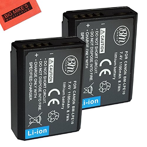 BM Premium 2-Pack of LP-E10 Batteries for Canon EOS Rebel T3, T5, T6, T7, T100, Kiss X50, Kiss X70, EOS 1100D, EOS 1200D, EOS 1300D, EOS 2000D, EOS 4000D Digital Camera