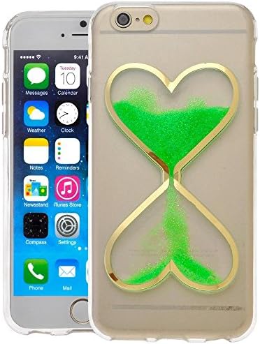 Fast Jewelry Luxury 3D Transparent Soft TPU Heart-Shaped Liquid Quicksand Phone Case For iphone 6 Plus/6S Plus 5.5 Inch Noctilucent Hourglass Cover - Green