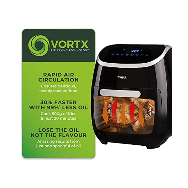 Tower-T17039-Vortx-5-in-1-Digital-Air-Fryer-Oven-with-Rapid-Air-Circulation-60-Minute-Timer-11L-2000W-Black Tower T17039 Xpress Pro 5-in-1 Digital Air Fryer Oven with Rapid Air Circulation, 60-Minute Timer, 11L, 2000W, Black