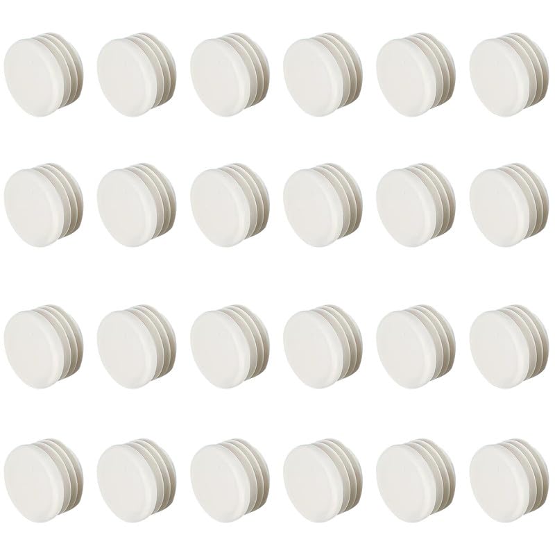 35MM Round Plastic Plugs,White Plastic End Caps in 24pcs,Chair Leg Pipe Tube Insert Blanking Cover,End Cover Caps for Furniture,Tables,Chairs