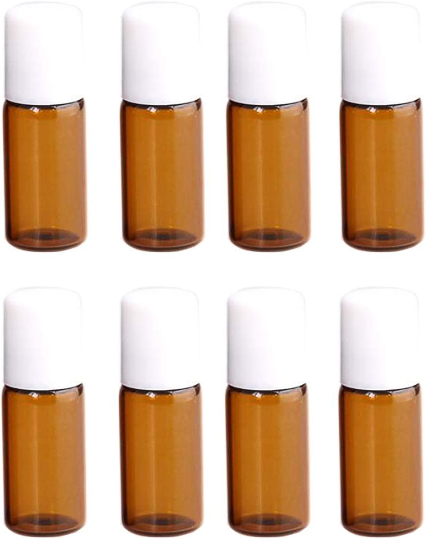25 Pack Glass Roller Bottles Travel Roll On Container for Essential Oil Aromatherapy Perfume Roller Ball Bottle Cosmetic Metal Ball Vials Sample Vials Jars Tube (3ml)