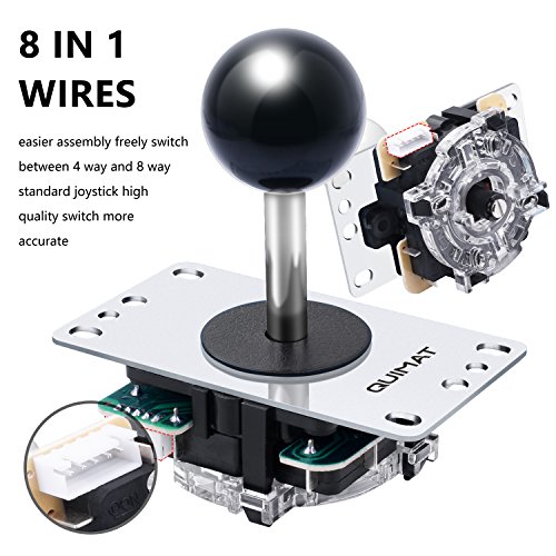 Quimat Updated Version Arcade Game DIY Kit, Arcade Buttons and Joystick Set with Zero Delay USB Encoder, 8way/4way Joystick&13 Function Buttons for PC and Raspberry Pi QR11-B - Thumbnail 3