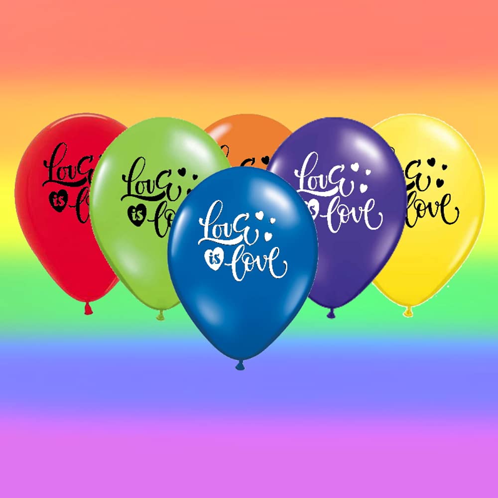 Gay Pride Balloons 12" Latex Party LGBTQ Celebration Love is Love pack of 12
