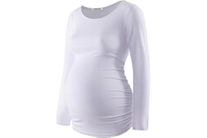 GINKANA Women's Baseball Crew Neck Flower Raglan Sleeve Maternity T-Shirt Top Pregnancy Shirt