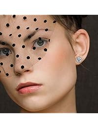 DwearBeauty - Pendientes de tuerca, chapados en oro rosa, circonita cúbica