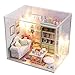 Cuteroom Dollhouse Miniature DIY Wood Kit Dolls house with Cover and LED Toy Christmas Gift Birthday Gift Cute Room Relax Time