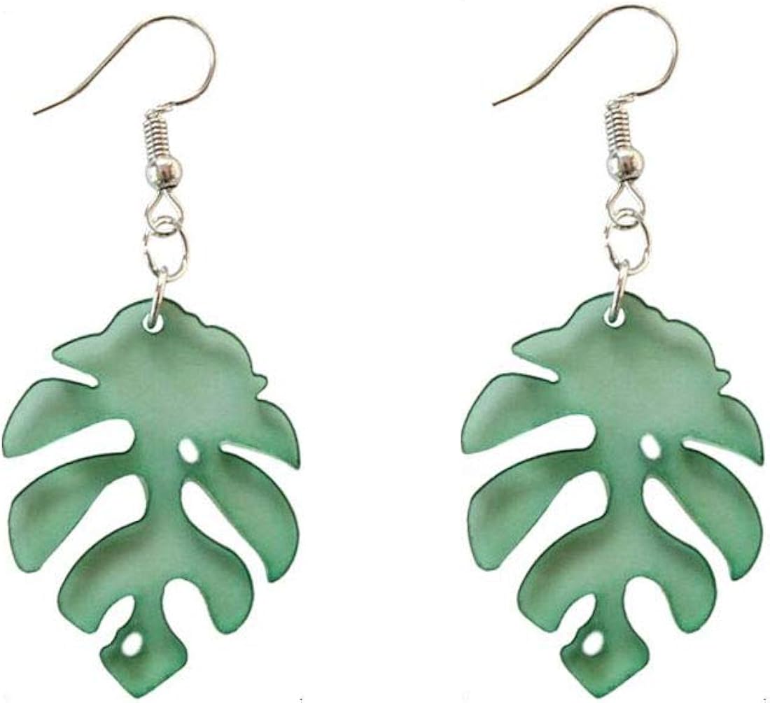 Green Leaf Earrings, Creative Palm Leaves Dangle Earrings